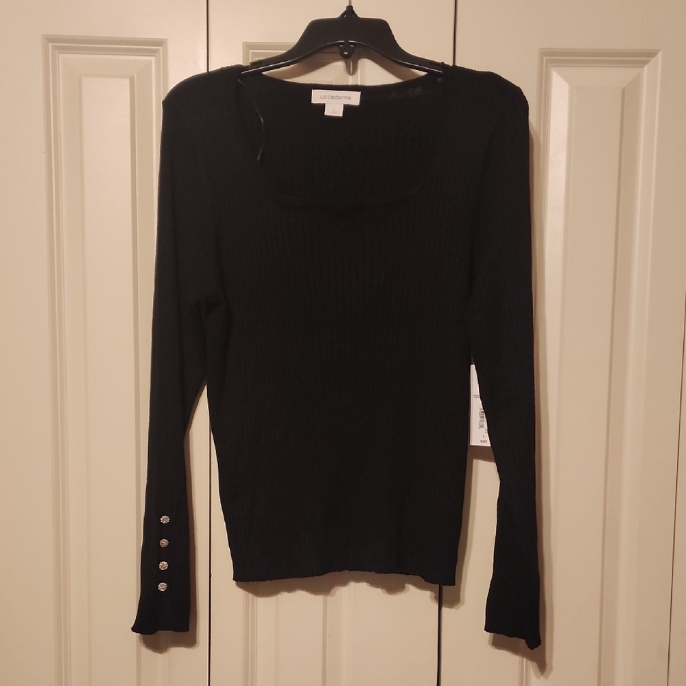 Chic Black Sweater with Button Detail